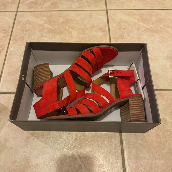 Franco Sarto Strappy Red Heels - Picture 1 of 7